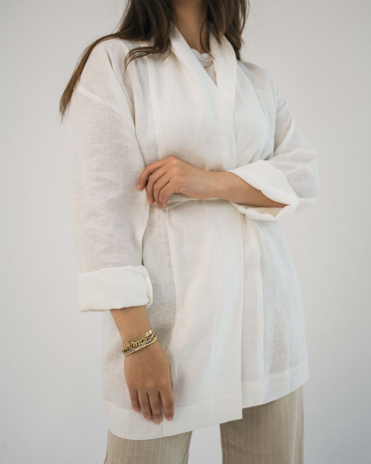 Linen Cardigan White