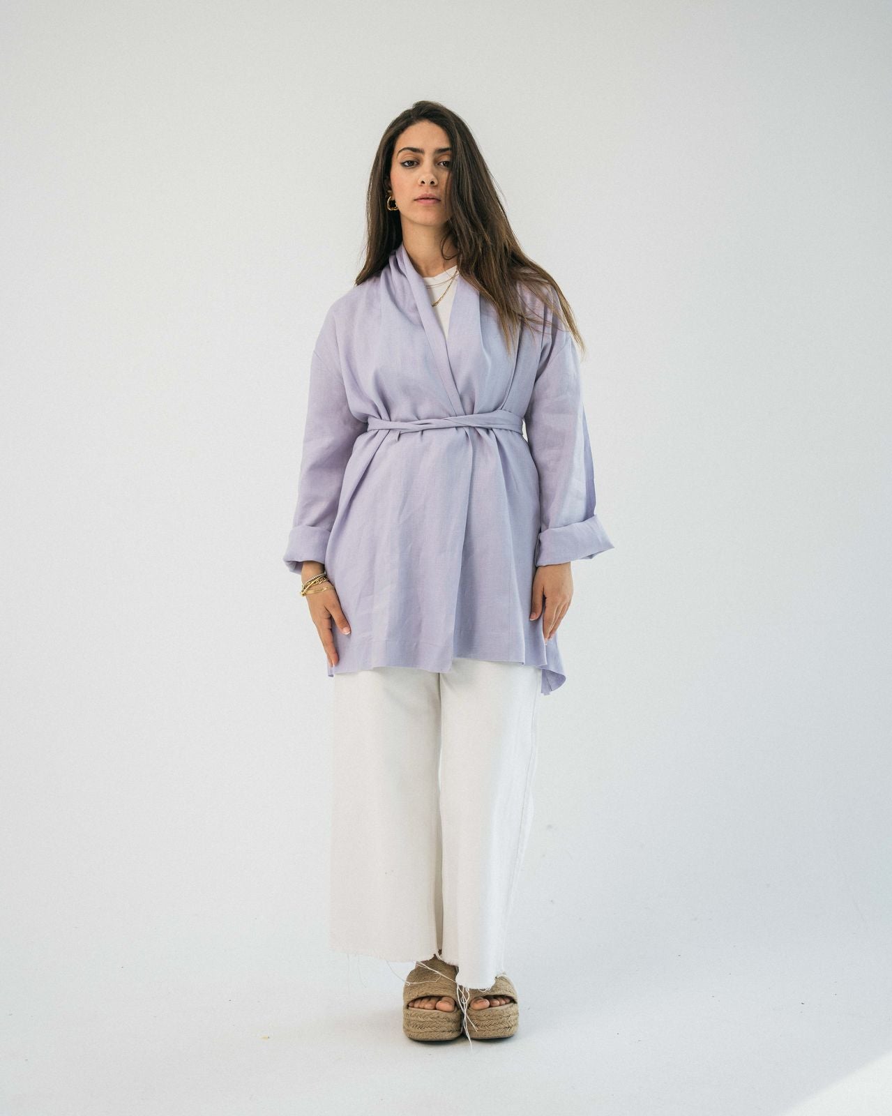 Linen Cardigan Lilac