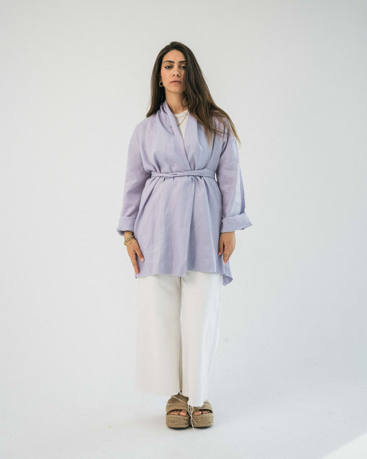 Linen Cardigan Lilac